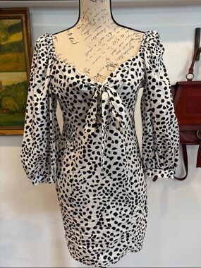 ASOS Dalmatian Print Puff Sleeve Mini Dress Size US 2